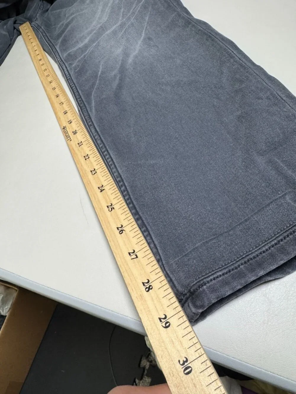 Paige Federal Slim Straight Men Jeans 34x29 Dark Wash Gray Black Stretch denim